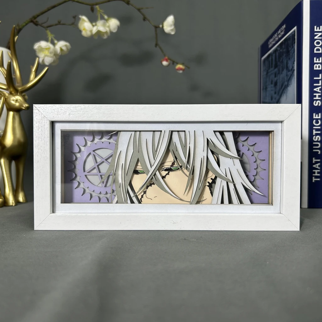 Anime Light Box Undertaker Lâmpada, Manga Black Butler, Iluminação de jogos, Decoração do quarto, 3D Paper Cut Table Lamp