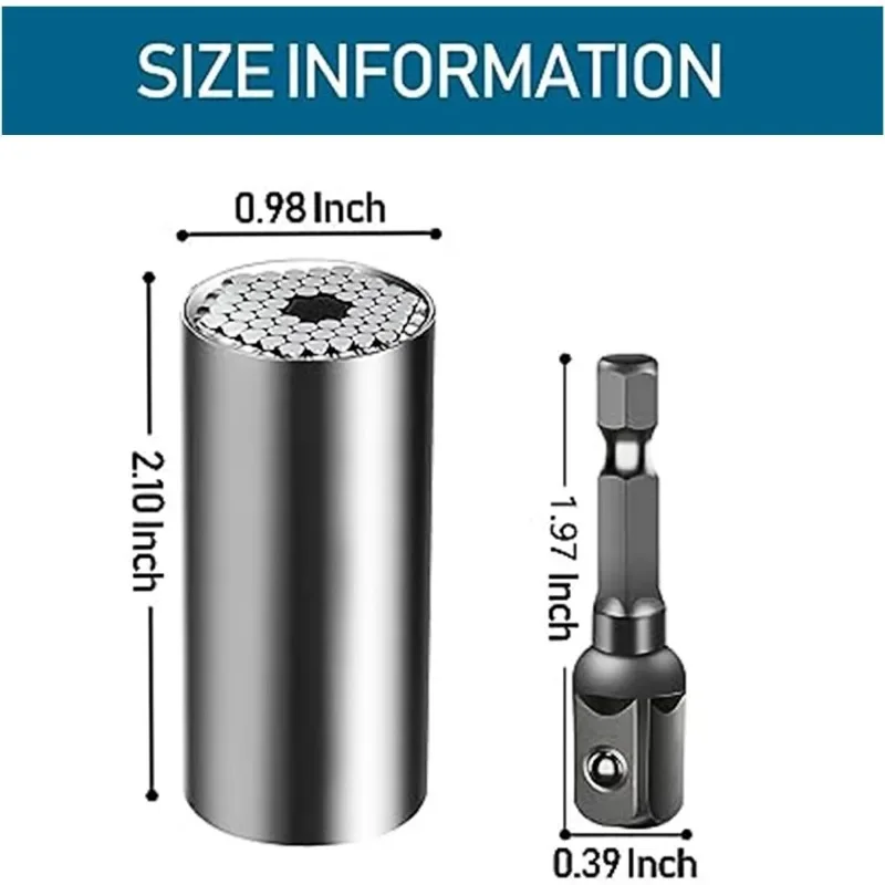 Universal Socket Tool with Drill Adapter (7mm-19mm) Socket Suitable for Daily Carpentry Maintenance Home Improvement Renovation