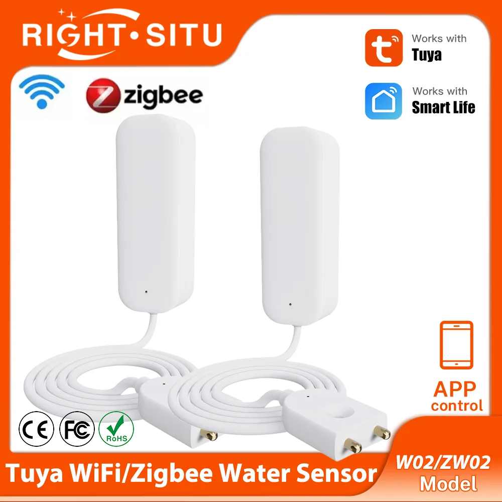 Tuya Zigbee 3.0 WiFi Smart Water Sensor Water Leak Detector Flood Sensor APP Remote Control Work With Yandex SmartLife