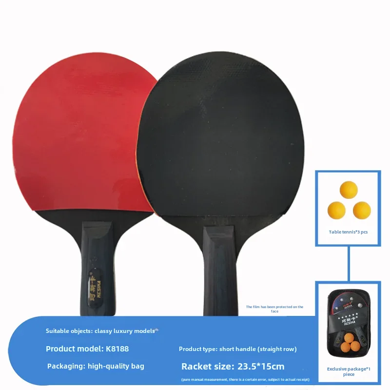 Koska Black and Red Table Tennis Racket Set 2 Racks 3 Balls Free One Pack Horizontal Racket Penhold Training Interactive Tabl...