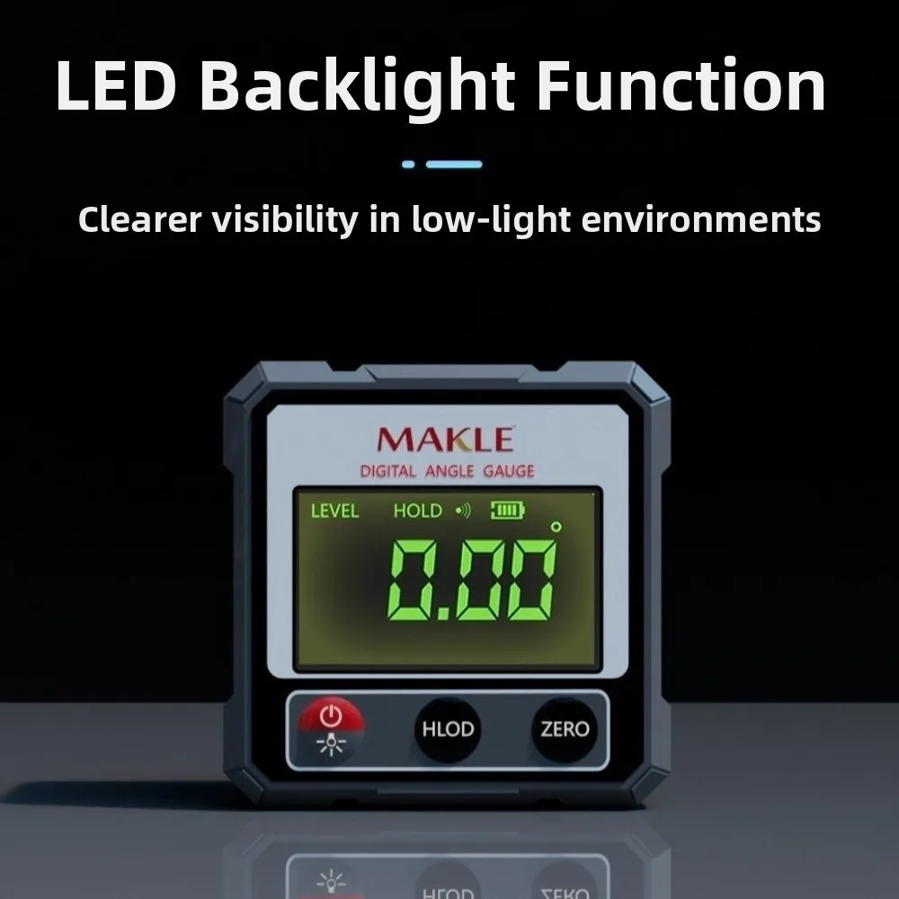 2-side Laser Digital Protractor Goniometer Four Sided Magnetic Base Inclinometer Automatic Calibration Accuracy Waterproof