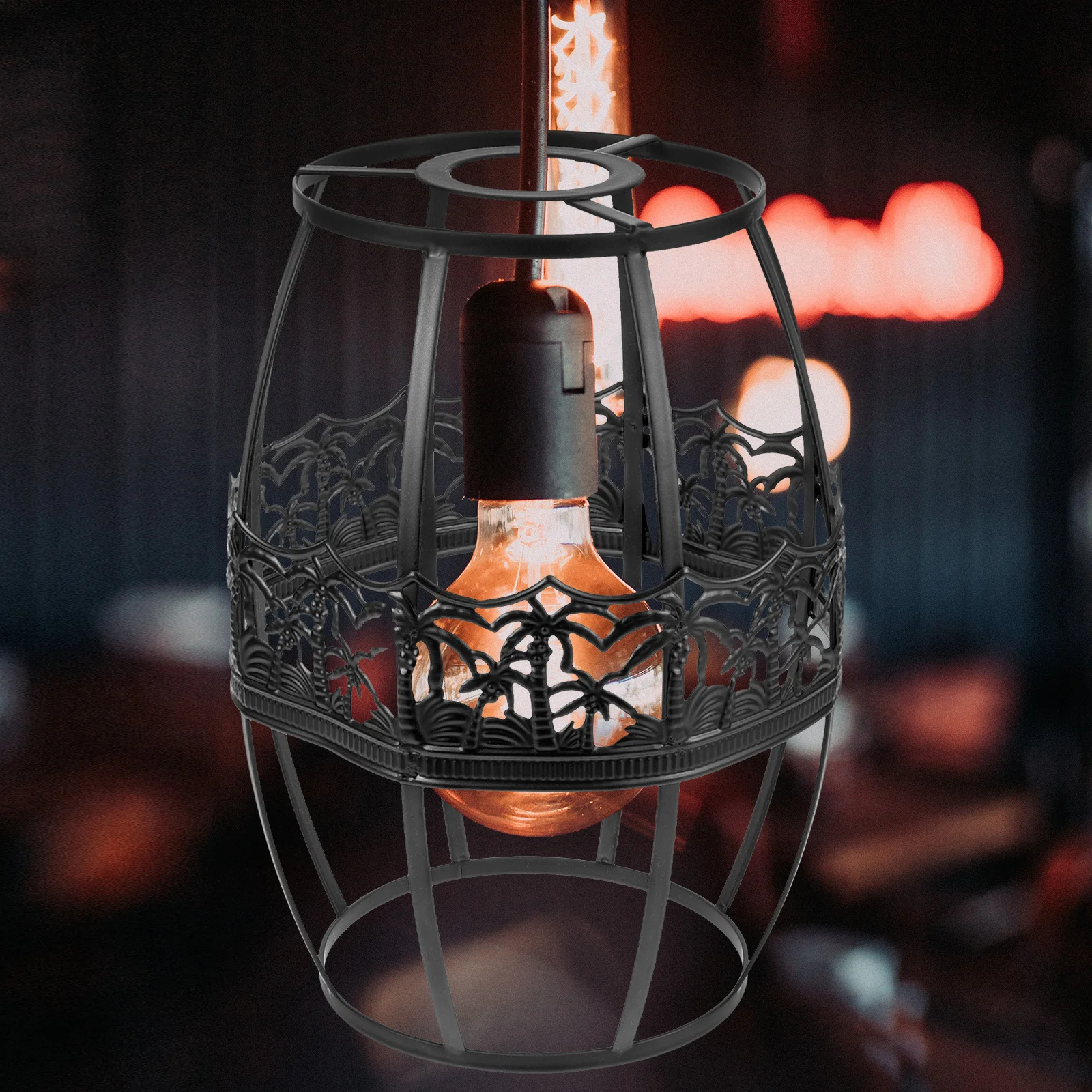 

Retro Metal Lampshade Hanging Pendant Lamp Shade Hollow Out Wire Mesh Light Bulb Cage Guard Decorative Lamp Cover for Home