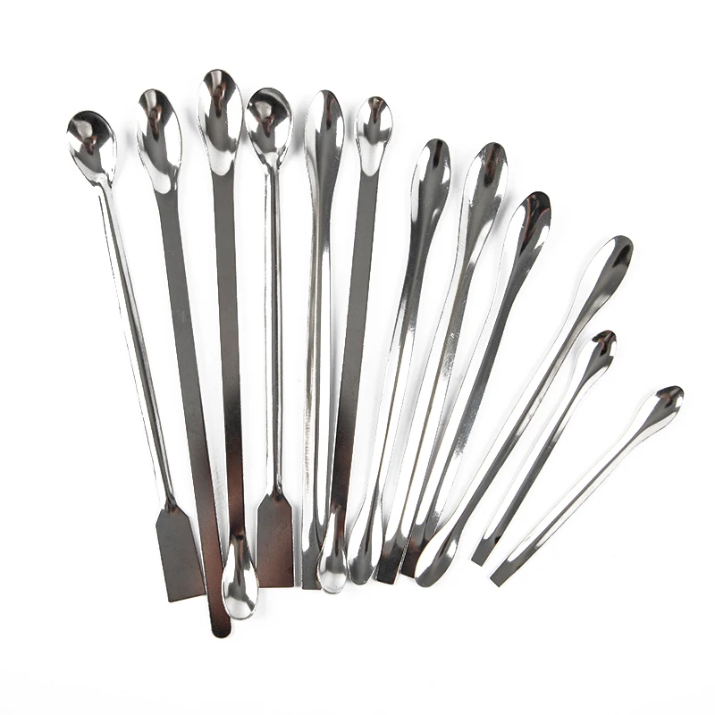 Hot sale 12PCS Stainless Steel Lab Spoon Spatula/Laboratory Sampling Spoon Mixing  Micro Spatula Scoop