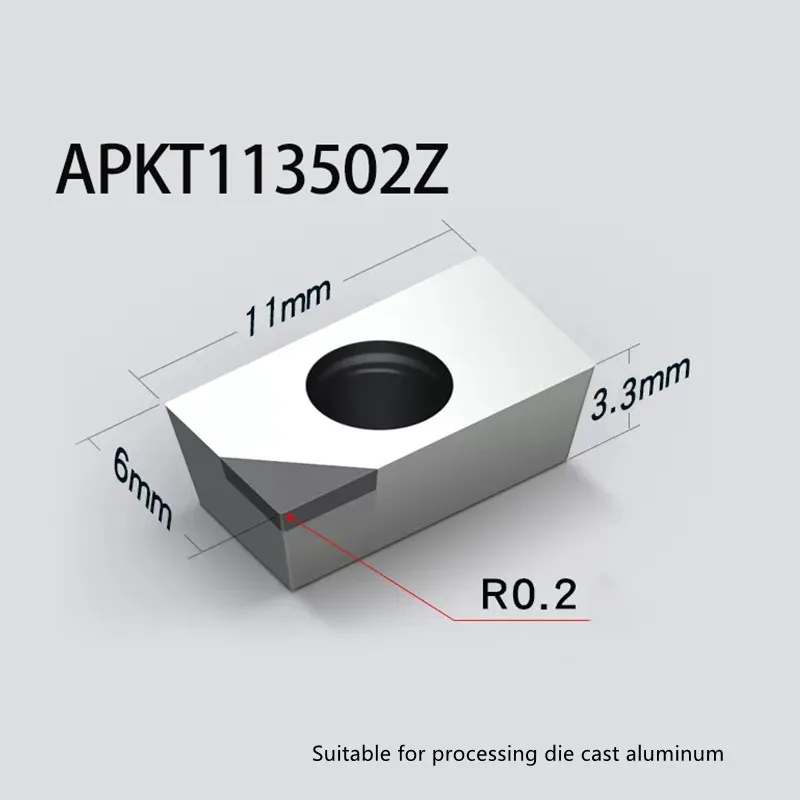 

PCD APKT113502Z Insert Single Crystal Turning Tool High Hardness Diamond Cutter for Copper Aluminum to Achieve Mirror Effect