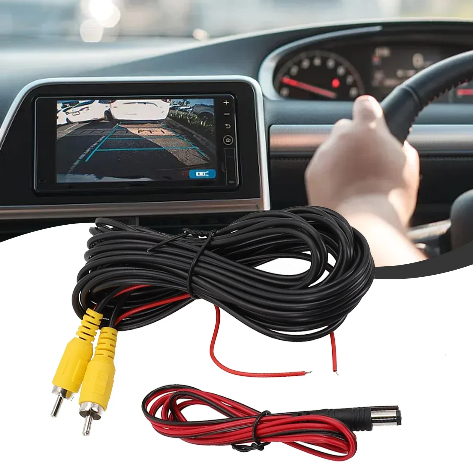 Car Video Extension Cable For Rear View Backup Camera & Detection Wire Audio/Video Extension Cable Compatible With Many Devi