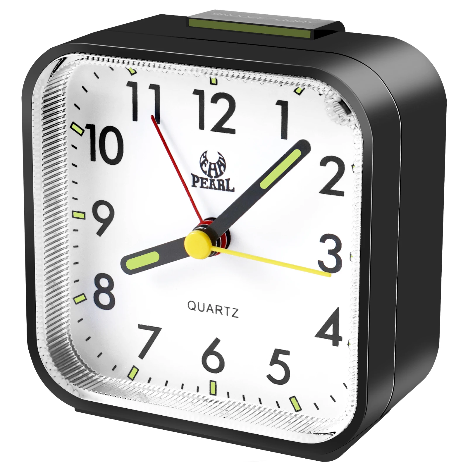 Simulierter Wecker ohne ticking Sound, batteriebetriebene Tischuhr mit Nachtlicht, geräuschloser Nachttischuhr