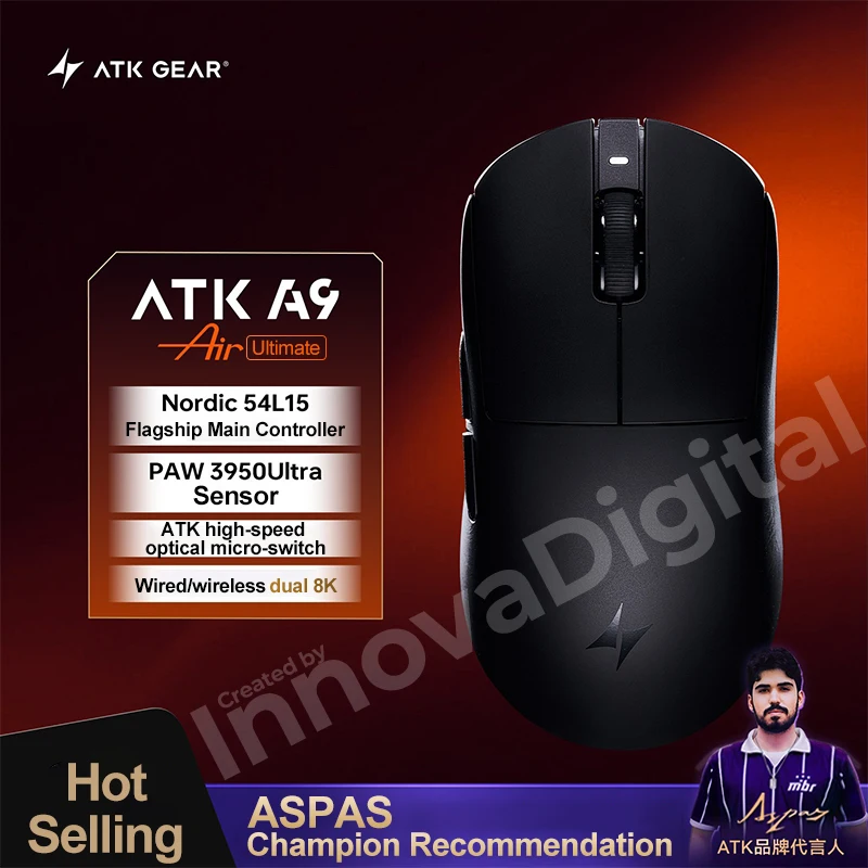 ATK Dragonfly A9 Ultimate draadloze gamingmuis A9 Air PAW3950 Ultralichte ergonomische e-sports gamer FPS-muis CSGO A9 Ultra
