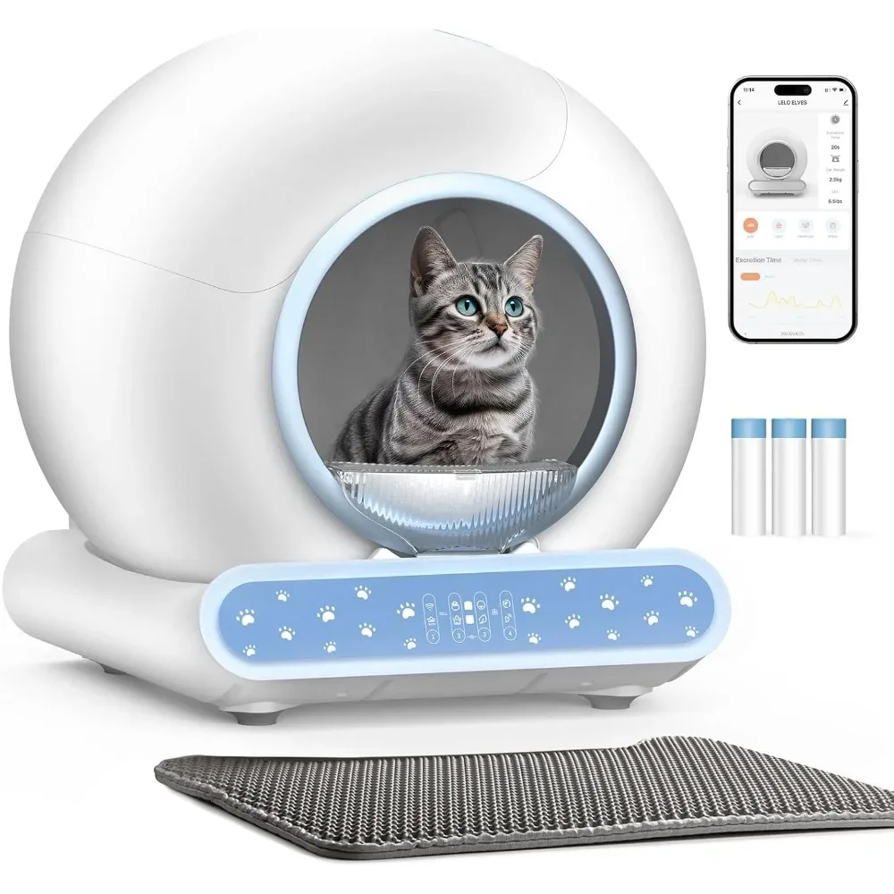 Self Cleaning Litter Box,Integrated Safety Automatic Cat Litter Box Self Cleaning 65L+9L for Cats,App Control,Odor Removal