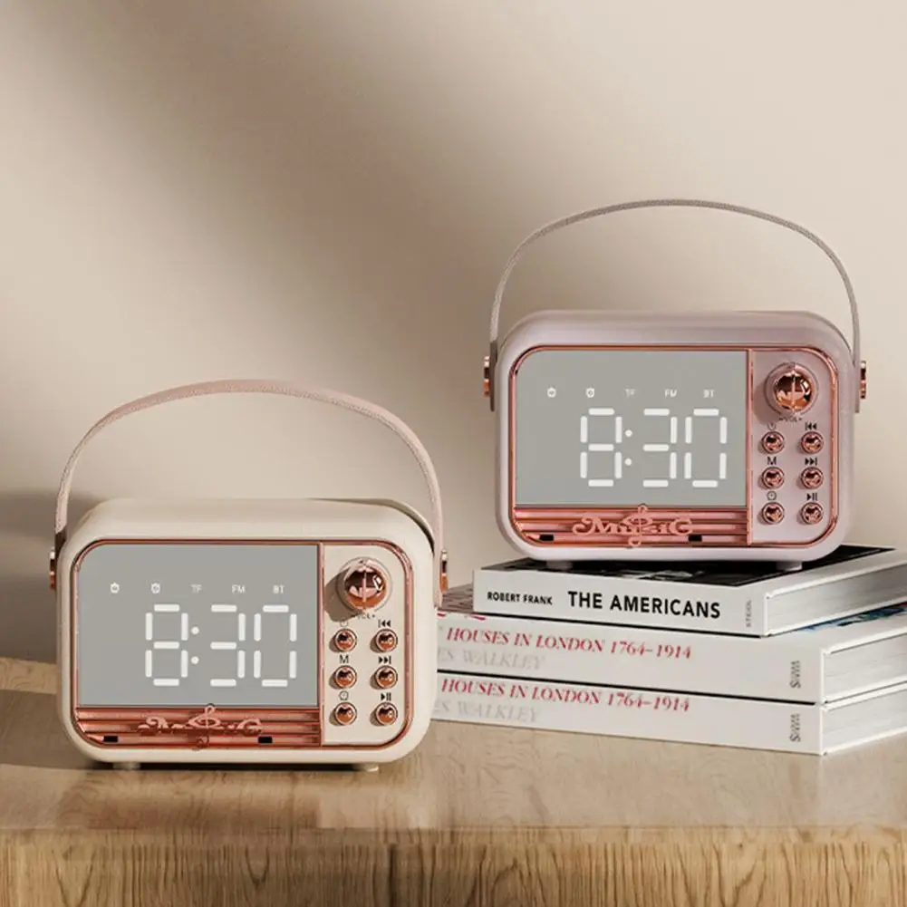 Alarm Clock Bluetooth Speaker 3D Sound Balance Diffusion Vintage Call Retro Handheld Type Alarm Clock Speaker