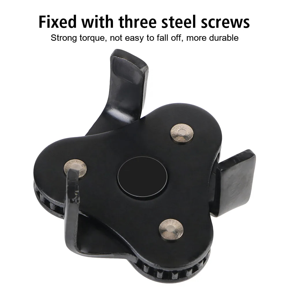 مفتاح ربط فلتر الزيت قابل للتعديل مع مفتاح إزالة فك 3 فكي من 2-1/2 بوصة إلى 4.5 بوصة مجموعة أدوات مفتاح ربط فلتر الزيت العالمي