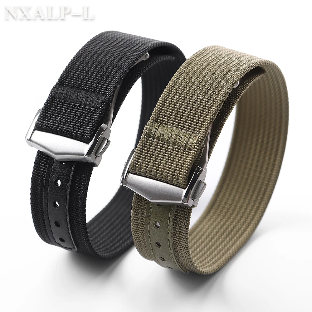 Geripptes Nylon-Uhrenarmband 20 mm für Omega Seamaster für Tudor für Rolex-Armband, Herren-Militärsportuhrenarmband mit Faltschließe