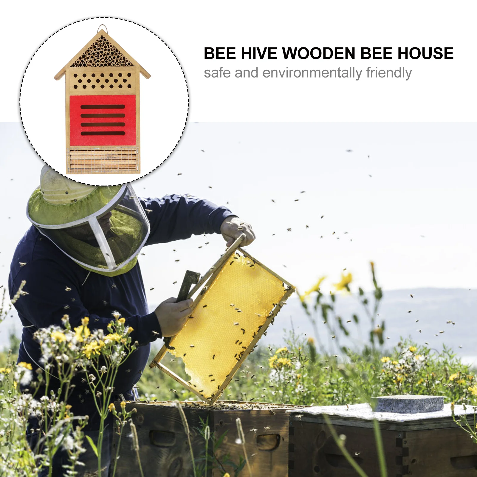 

Wooden Hotel For Solitary Bee Attract Wildlife Habitat Insect Garden Supplies Bee Hotel