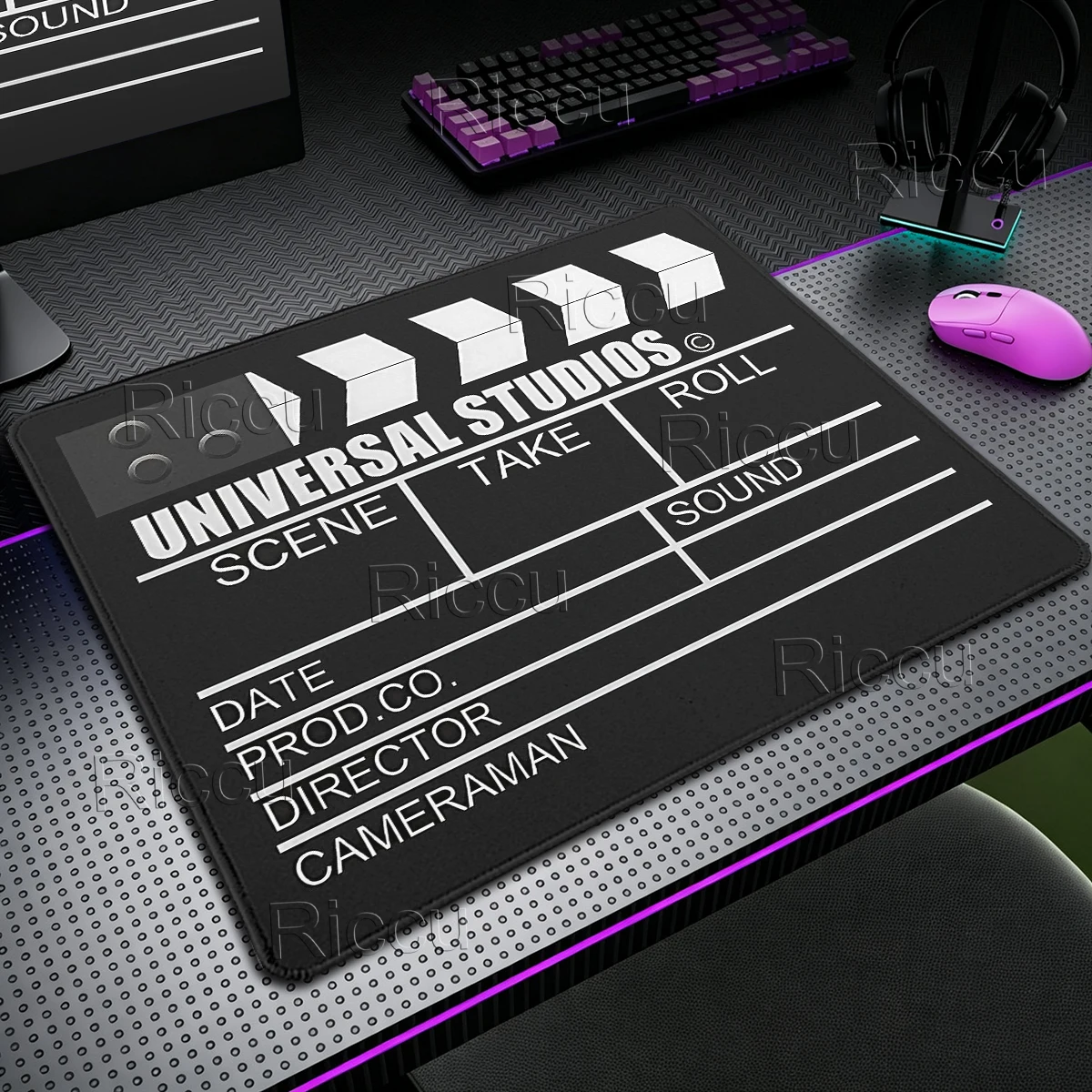 E-Sports Small Size Mousepad Small Locking Edge Mouse Mat Clapperboard Pattern Speed Non-slip Mouse Pads Stitched Edge Desk Mats