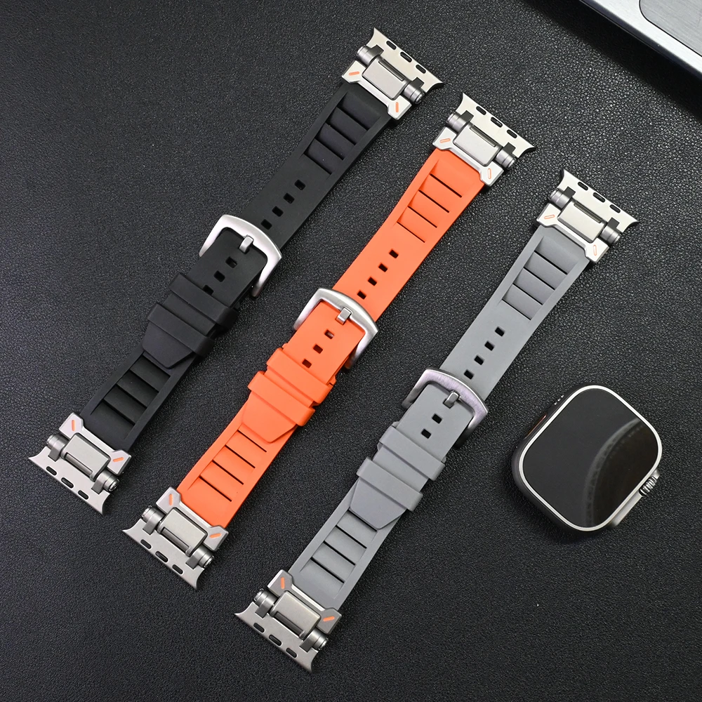 

Ремешок спортивный резиновый для Apple Watch Ultra2, мягкий браслет для iWatch Series 9 8 7 6 SE 5 4, 49 мм 45 мм 44 мм 42 мм