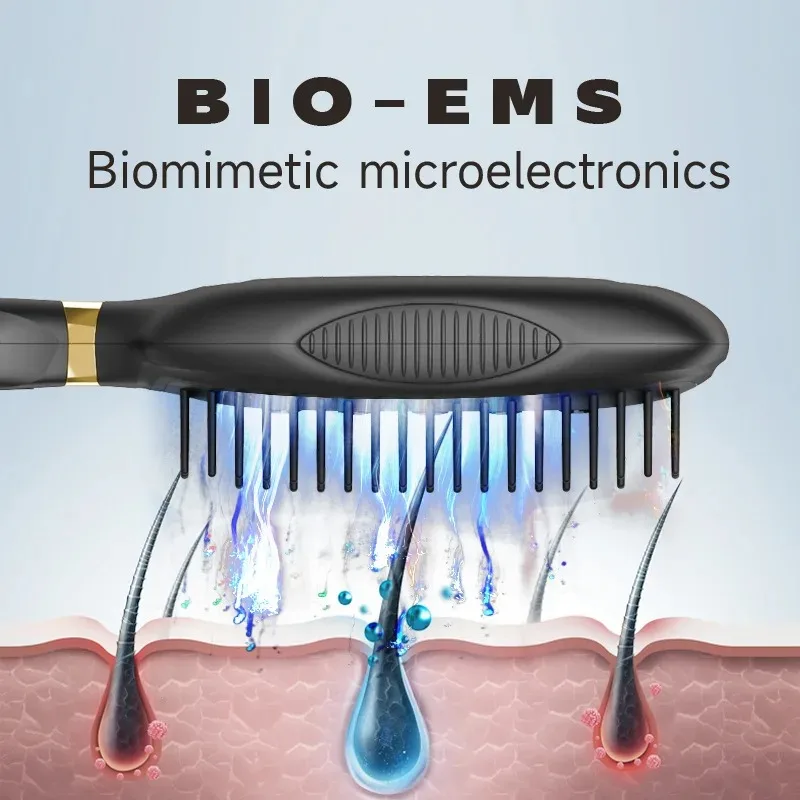 หวีไฟฟ้าป้องกันไฟฟ้าสถิตย์ พร้อมระบบสั่นสะเทือน แสงสีแดง EMS ไมโครเคอร์เรนท์ นวดหนังศีรษะ เครื่องมือดูแลเส้นผมและกระตุ้นการเจริญเติบโตของเส้นผม ใช้ได้ทุกวัน