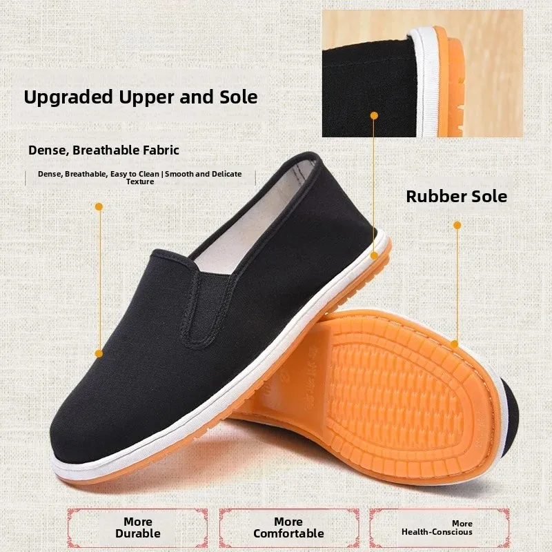 Non-Slip Beijing Cloth Shoes Thickened Winter Cotton Shoes Men's Slip-On with Tendon Bottom Soft Bottom Traditional Chinese S...