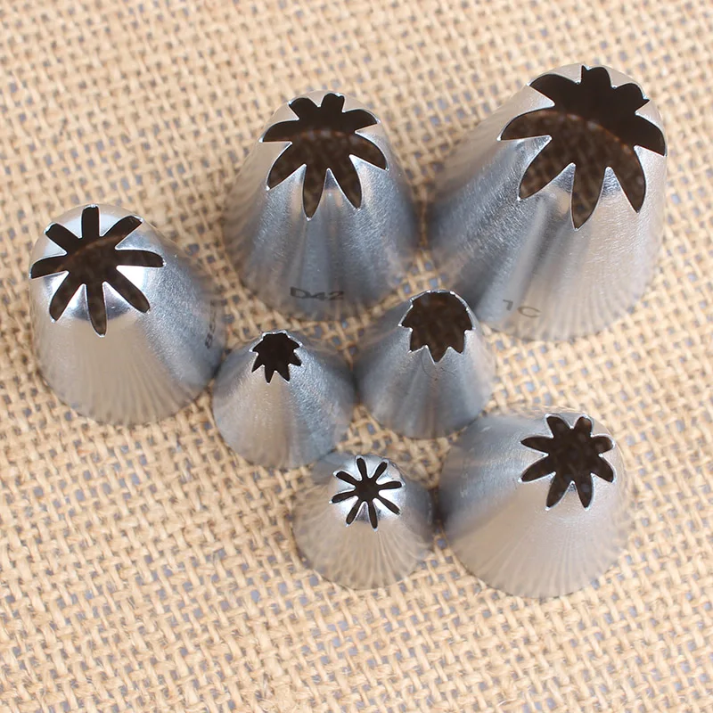 7pcs Cookies Tip Metal Cream Decorating Tip Sets Pastry Tools Stainless Steel Piping Icing Nozzle Cupcake Head Dessert