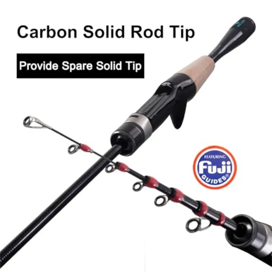 صنارة صيد تلسكوبية خفيفة أو قضيب من ألياف الكربون خفيف الوزن للغزل مع حلقات ألكونيت فوجي وبكرة البحر