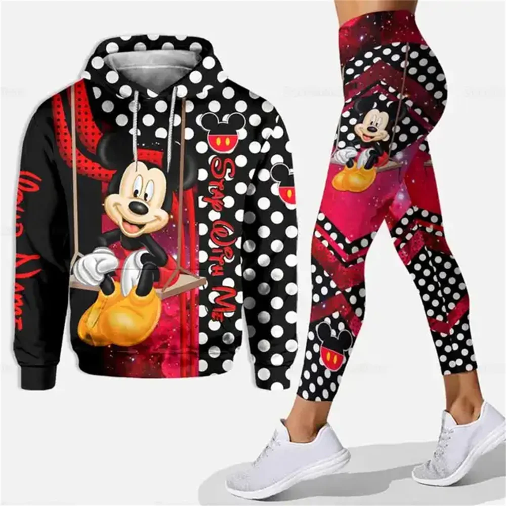 2024 Autumn Disney Mickey Mouse 3D Hoodie Women Hoodie Yoga Pants Set Disney Mickey Yoga Sweatpants Hoodie Fashion Sports Set