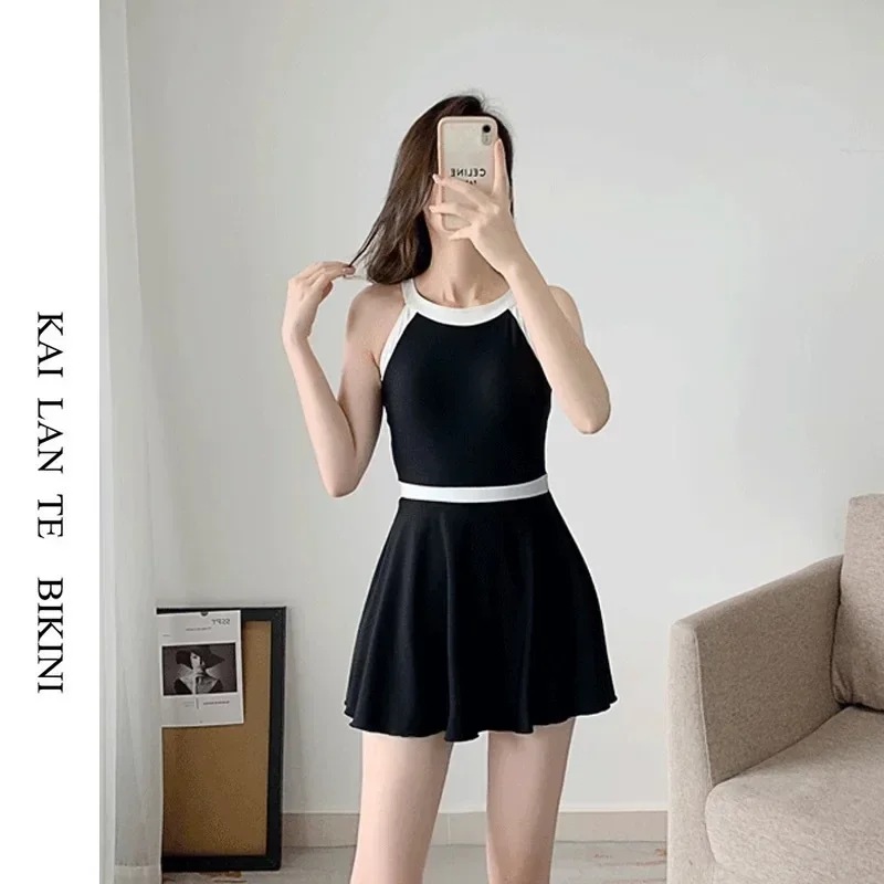 

Women's One-Piece Swimsuit Summer Beach Vacation Conservative Slimming Tummy Covering Pure Desire Skirt Style Swimming Suit