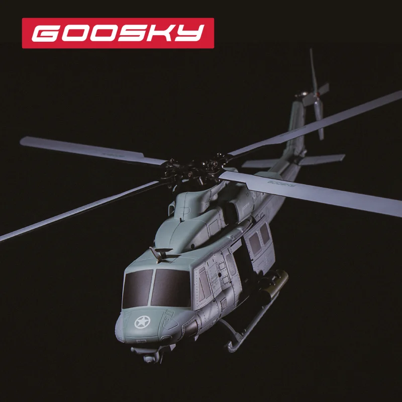 GOOSKY E2 RC Helicopter 1:35 UH-1Y Scale 2.4G 6CH Dual Brushless Direct Drive Motor BNF / RTF with GTS Flight Control System