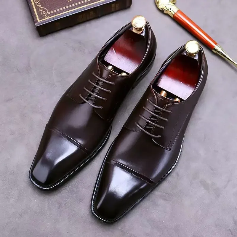 Eleglant Leather Mens Dress Shoes Black Formal Social Shoe Male Business Wedding Derby for Man Luxury Italian Oxford Loafers