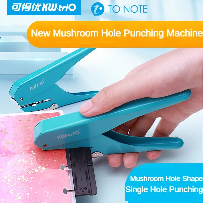 KW-TRIO Mushroom Hole Shape Punch for H Planner Disc Ring DIY Paper Cutter T-type Puncher Offices Supplies Stationery