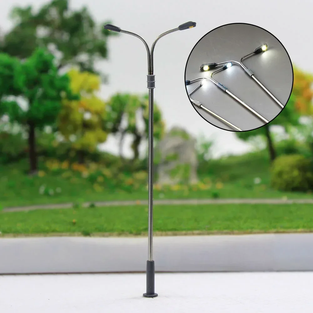 10Pcs Model Railway Warm White HO Scale Lamps Post 1:87 Street Light Single Head Lamps Model Street Lights Garden Decoration