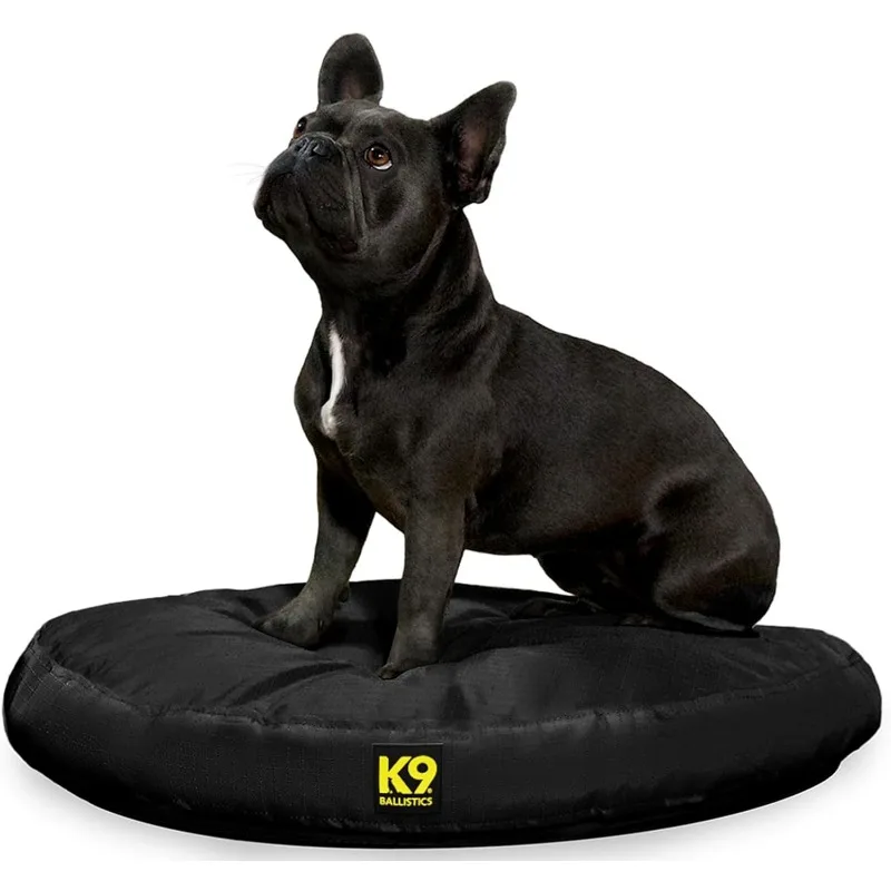 Round Tough Nesting Pillow Pet Bed Chew Resistant,Water Resistant, Washable for Dogs That Like to Play Rough -Large,Black