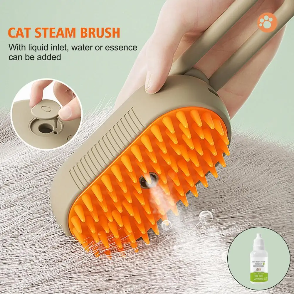 

3 In 1 Electric Anti-splashing Cat Brush With Steam Spray Cat Steam Brush For Massage Pet Grooming Comb Hair Removal Combs