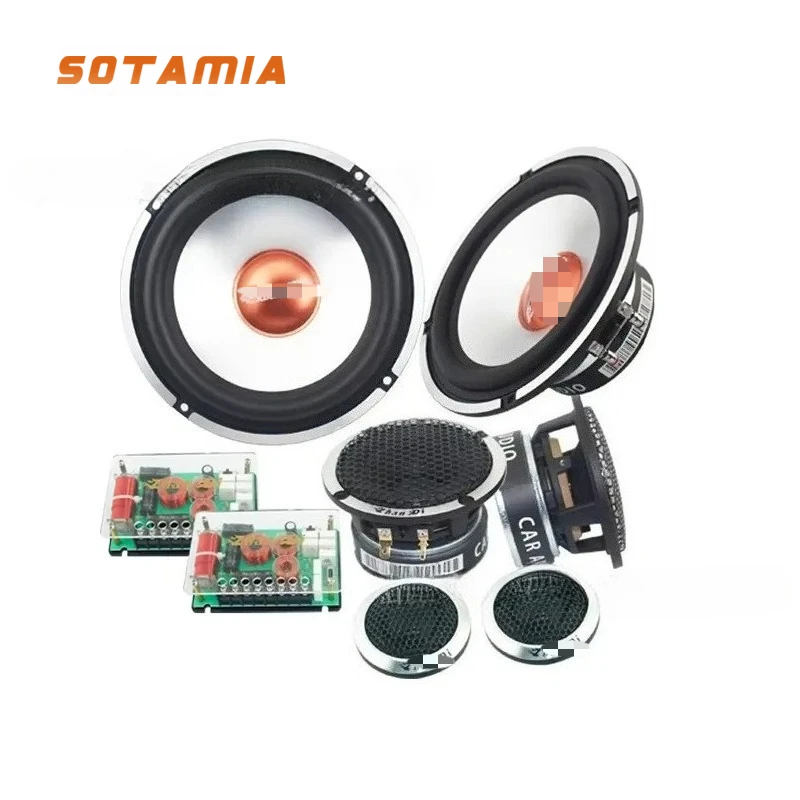 SOTAMIA 6.5 Inch Midrange Speaker Set 4 Ohm 80 Watt Aluminum Basin Frame Three Way Door Speaker Bluetooth Sound Box