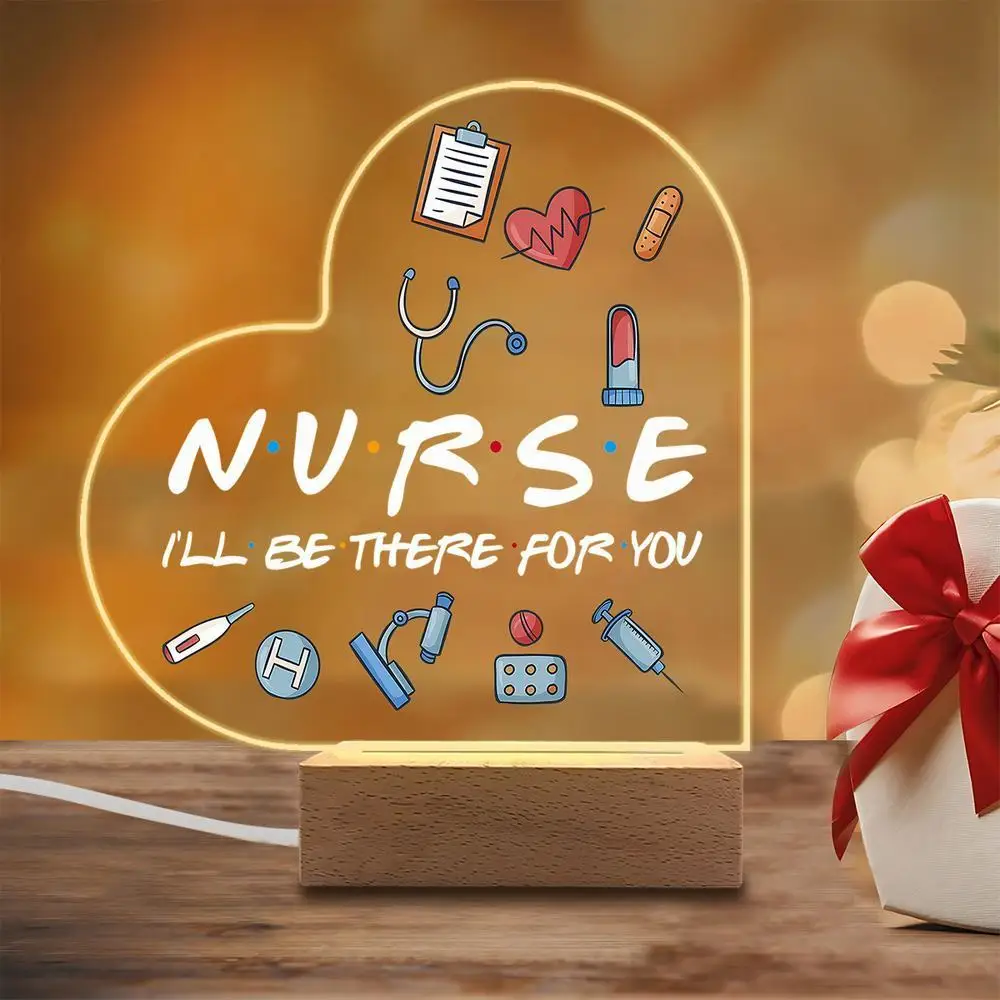 1 قطعة ملحقات التصوير الفوتوغرافي المضيئة من الأكريليك ، قاعدة USB ، هدية الممرضة ، تماثيل ديكور مكتب القلب #6