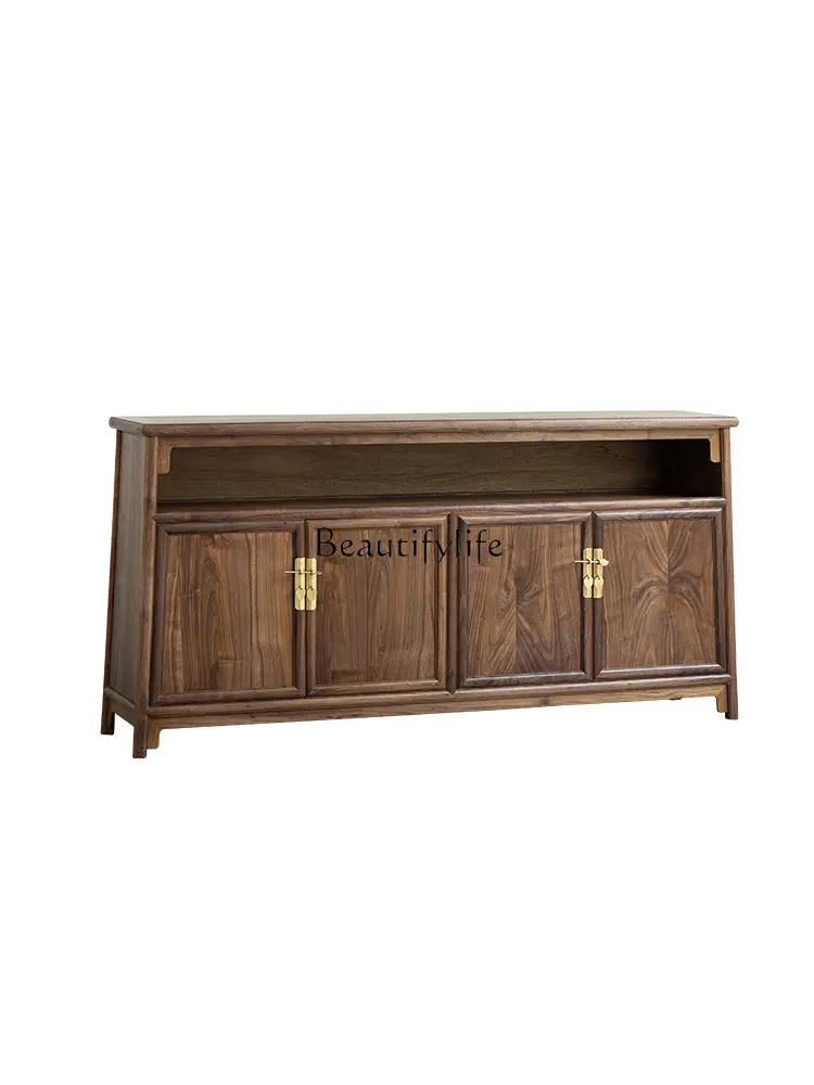 

New Chinese Style Solid Wood Sideboard Household Storage Storage Log Shelf Low Cabinet