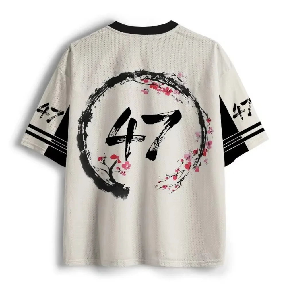 Retro Japanese Martial Ethics Justice Sport Quickdry Breath 3D Print Men V-Neck T-Shirt Street Fashion Y2K Parent-child Clothing