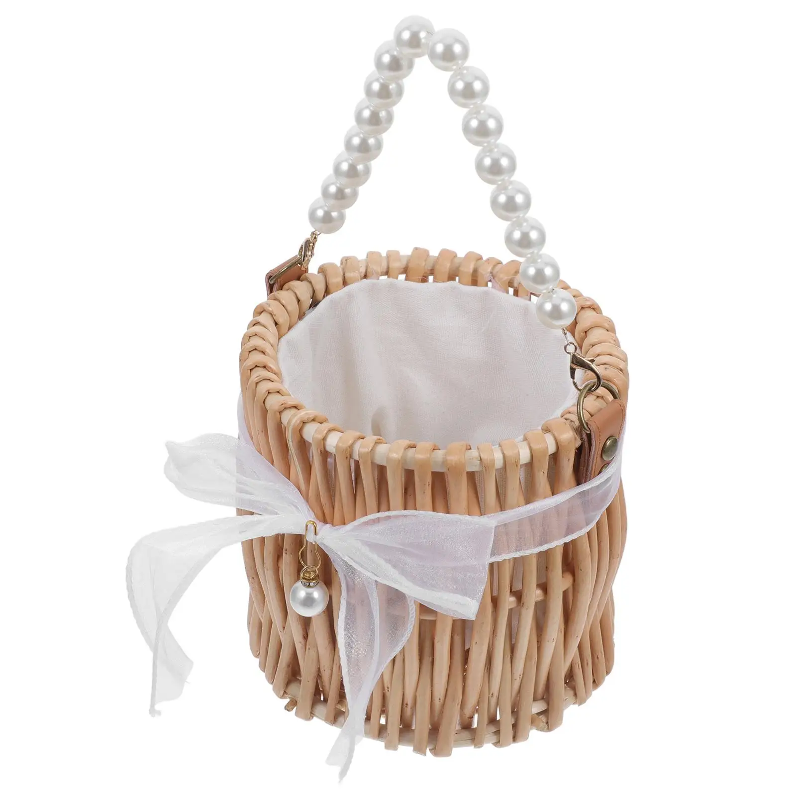 Handwoven Wood Slice Basket Storage Picnic Fruit Vegetable Grain Home Decor Handheld Woven Shopping Basket