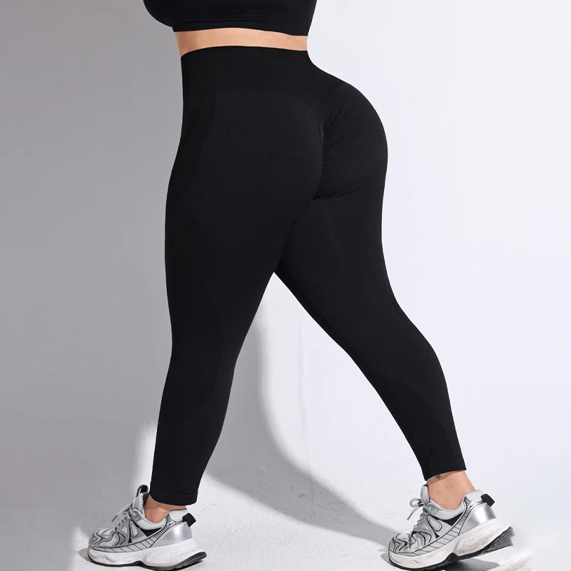 ​​2025 Plus Size High Waist Yoga Pants Women Color Block Butt Liftting Seamless Full Length Contrast Workout Fashion Leggings
