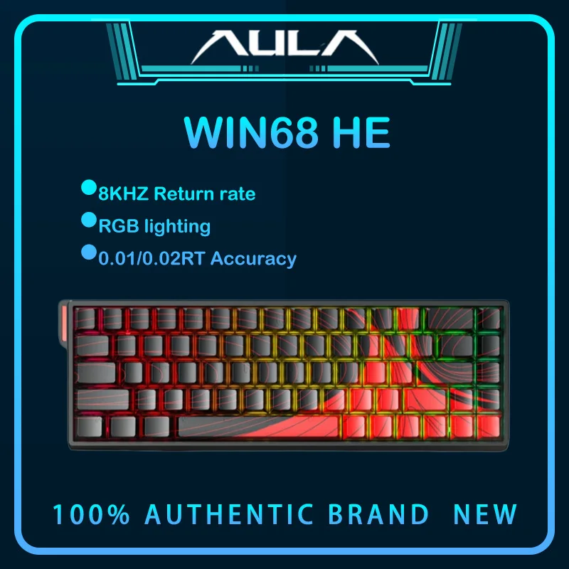 AULA WIN68 HE 68 Keys Wired Magnetic Keyboard 8000Hz Rapid Trigger RGB Hot Swap PBT Keycap Compact Gaming Keyboard
