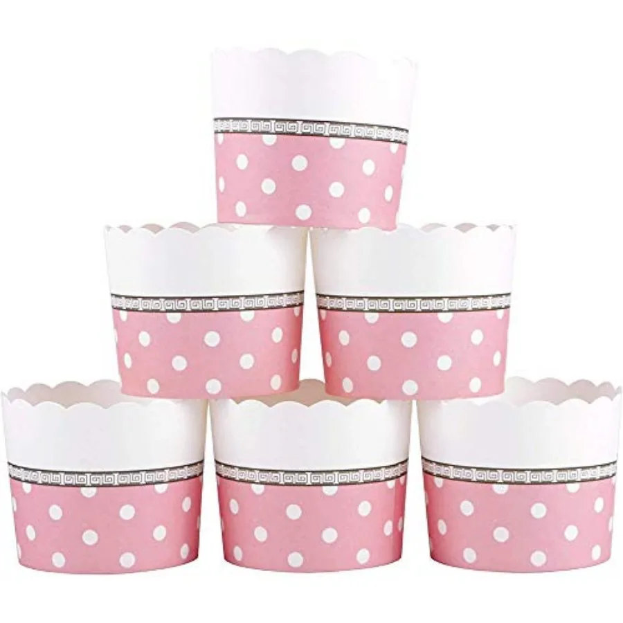 Large Pink Paper Baking Cups, 6oz Cupcake Muffin Cases, Set of 25, Disposable, Perfect for Weddings, Parties, Occasions