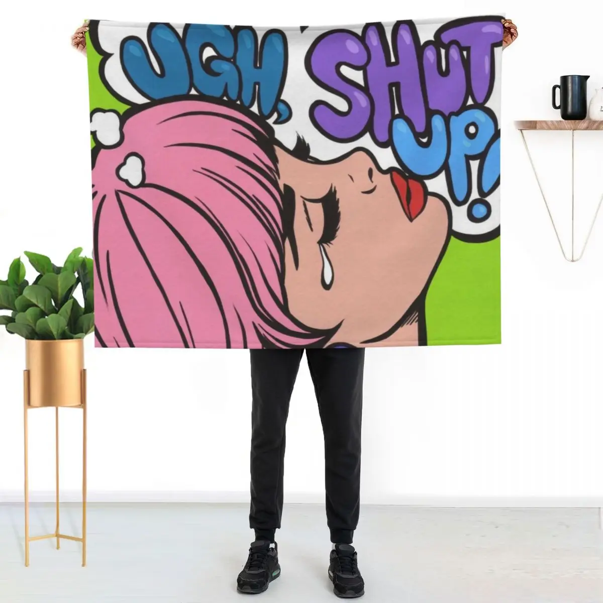 

Ugh, Shut Up! Crying Comic Girl Throw Blanket Stain Resistant Cozy Warm Blanket