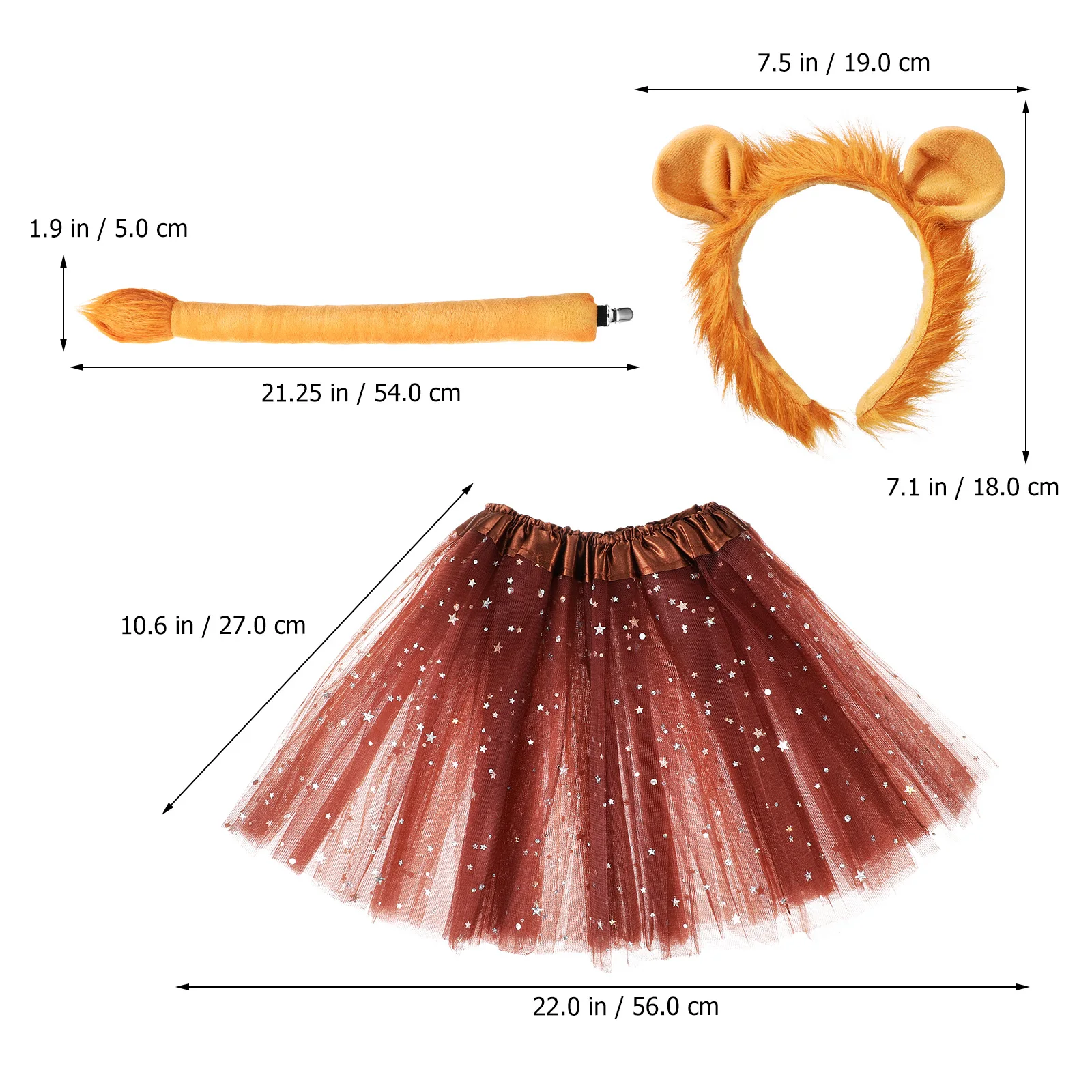 

1 set Lion Character Costume Set Lion Headband Tail Skirt Girls Halloween Birthday Animal Party Accessories Kids Toddler