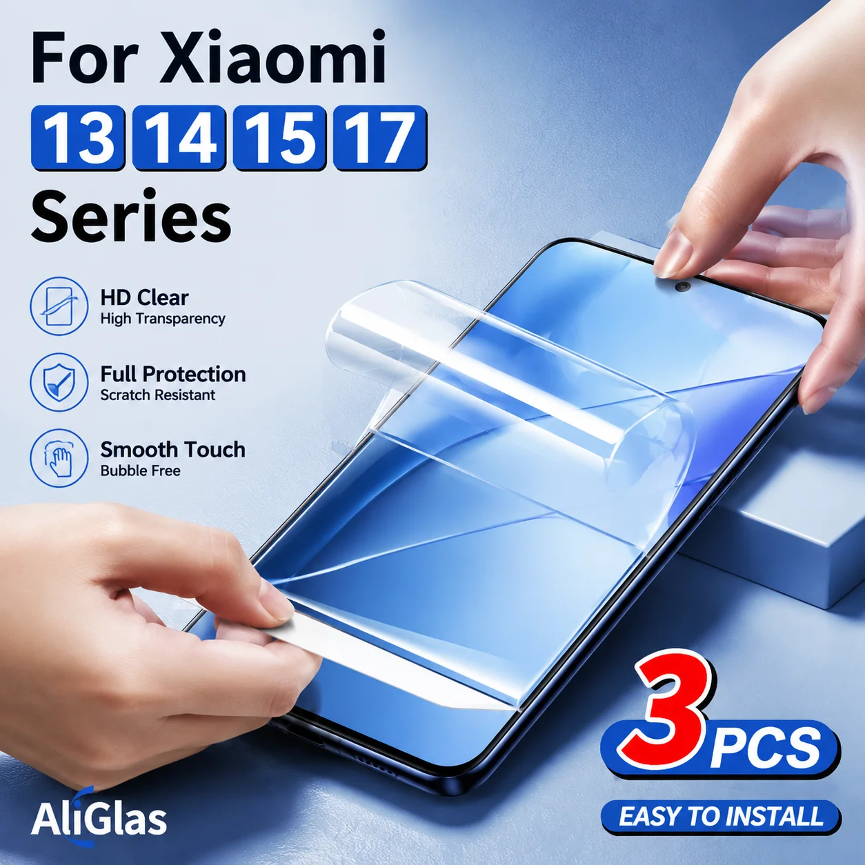 3 Stück HD Klare Displayschutzfolie Hydrogel-Film für Xiaomi 13 17 15 14 Pro 13 15 14 Ultra 15S Pro 13 Lite 17 Pro Max Keine Glasfolie
