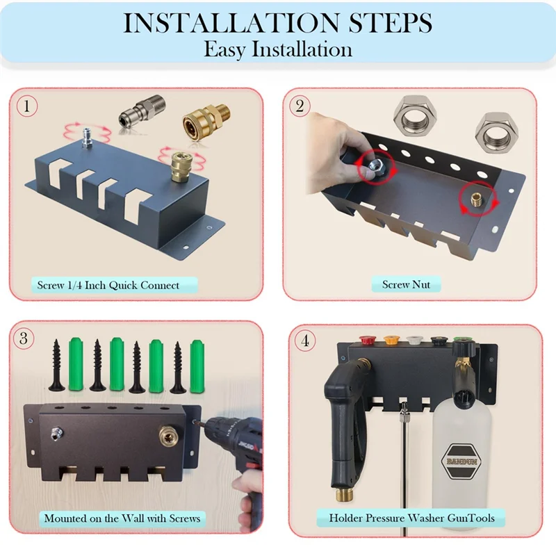 【NEW】Pressure Washer Gun Holder Extension Storage Rack For Foam Cannon,Pressure Washer Nozzle Tip And Pressure Wand
