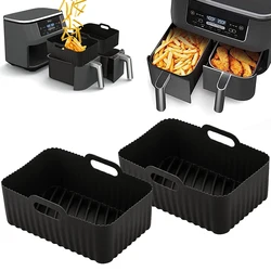 Rectangle Air Fryer Silicone Liner Mold For Ninja DZ201/DZ401 8-10QT Nonstick Dual Zone Airfryer Basket Oven Baking Cooking Tray