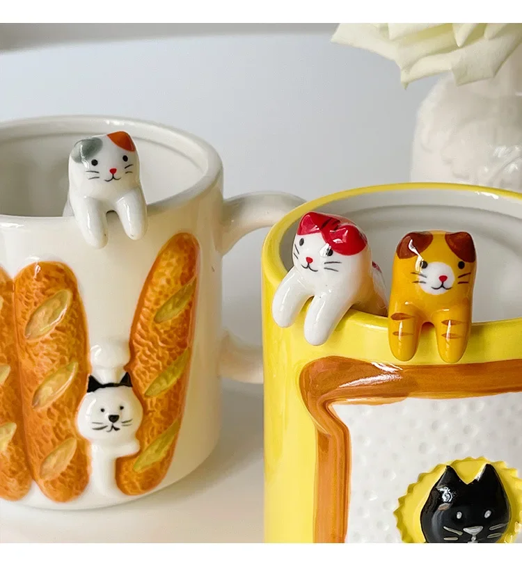 Hot sale Ceramic Cartoon Cute Cat Animal Spoon Hanging Coffee Dessert Spoon Unique Ice Cream Flatware Kitchen Tool Novelty Gift