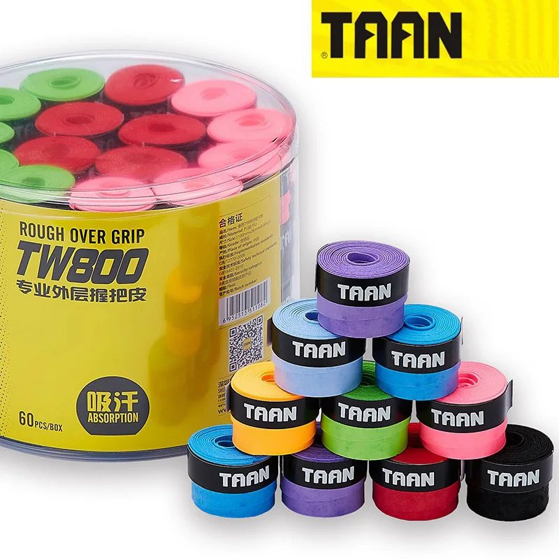 60pcs TAAN TW800 Tennis Badminton Dry Raquet Overgrip Thick Matte Hand Glue Sweatband Non-slip Breathable Sweat-absorbing