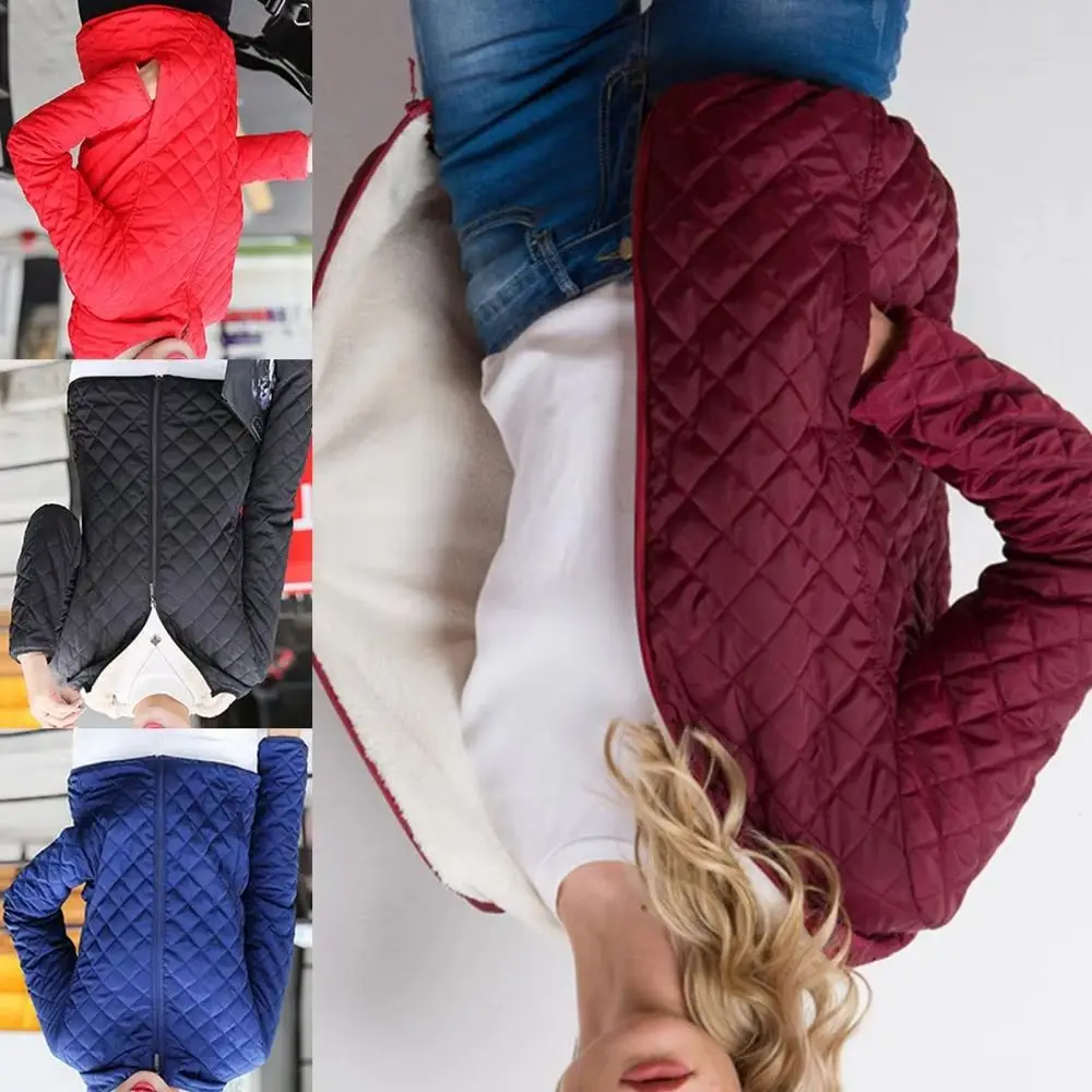 

Женская куртка-парка в клетку с карманами, верхняя одежда с плюшевой подкладкой и капюшоном, короткая повседневная хлопковая куртка в клетку с капюшоном из флиса из овечьей шерсти