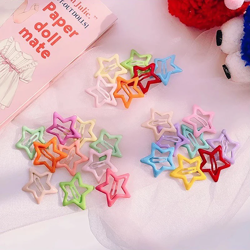 5pcs/set Korean Kawaii Candy Color Star Hairpins Sweet Children Pentagram Hair Pin Clip for Baby Girls Headwear Kid Accessories