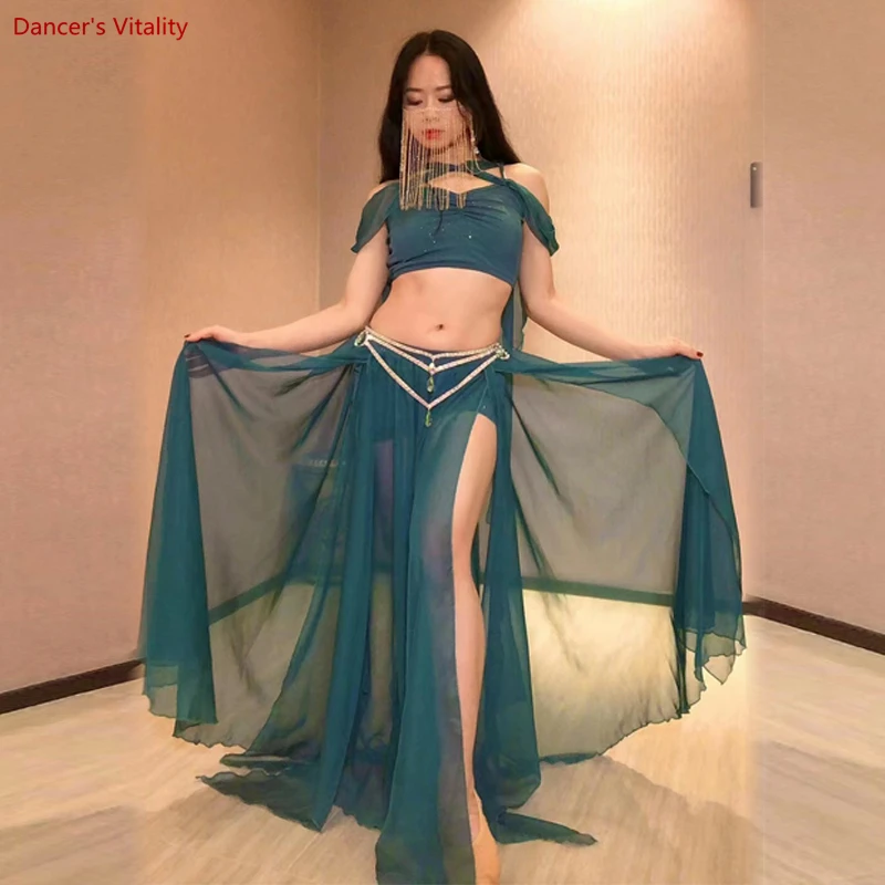 Bellydance костюм Luxory для женщин танец живота шифоновый топ без рукавов + длинная юбка 2 шт. Cusomzied для взрослых детей Восточная одежда