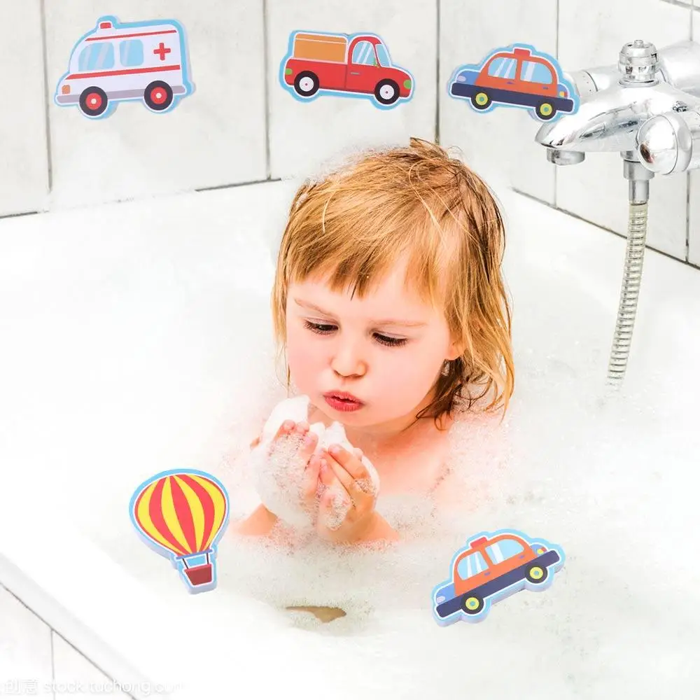 EVA Bathroom Play Water Game Toys Floating Car Boat Children Puzzle Bathing Toys Soft DIY Sticker Toy Baby Bath Puzzles Toy