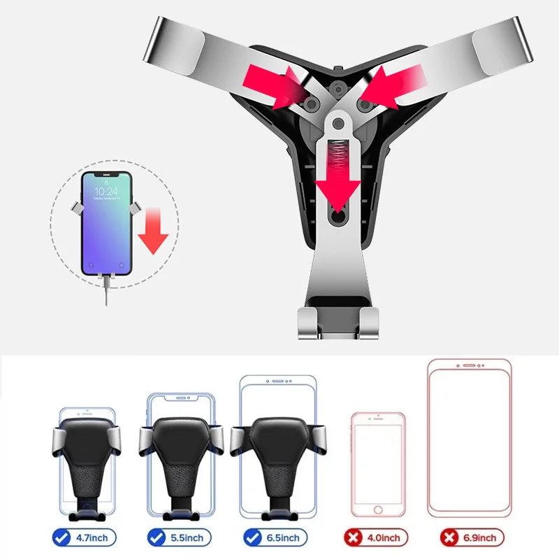 Gravity Car Holder For Phone in Car Air Vent Mount Clip Cell Holder No Magnetic Mobile Phone Stand For iPhone 15 Xiaomi Samsung - náhled 6